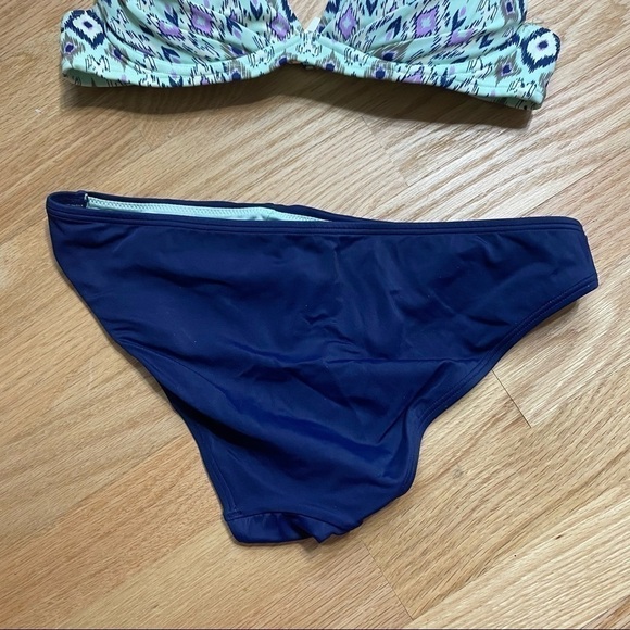 Victoria’s Secret Swim Suit Padded W/ 2 Bottoms 32A Small Blue Cat Eye Paisley - Picture 10 of 11